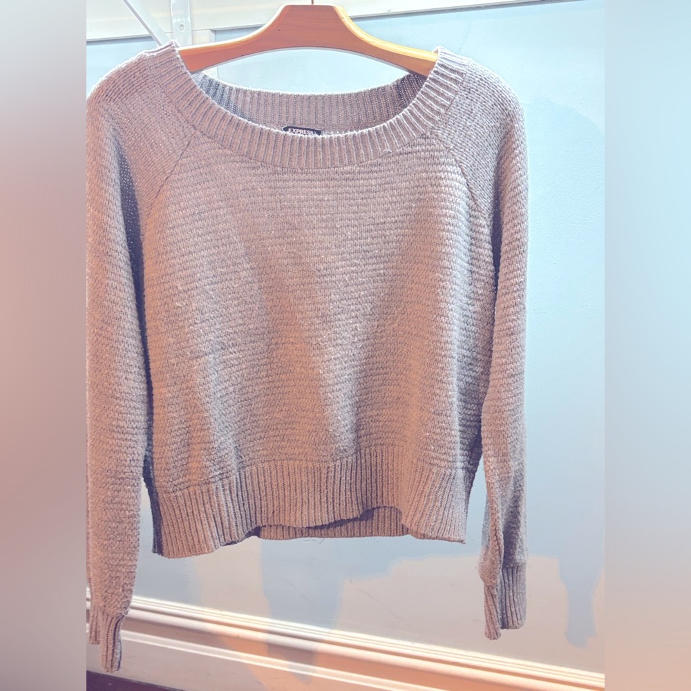Express Gray Scoop Neck Sweater